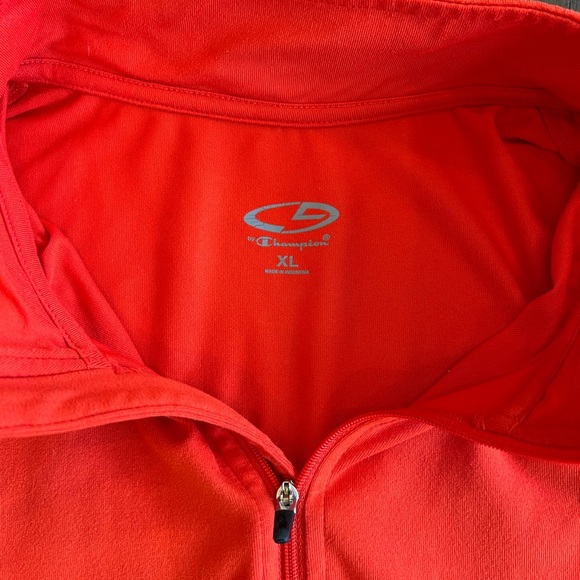 Champion Men’s XL Performance 1/4 Zip Pullover Orange w/ Gray Stitching - Picture 4 of 10